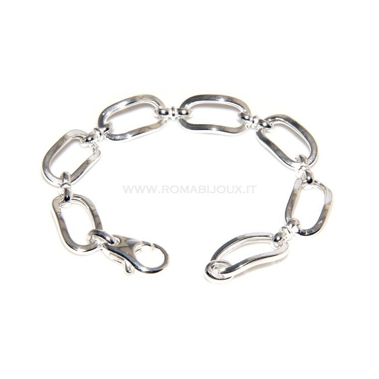 RMB|Bracciale donna in Argento 925 non rodiato con ovali grandi misura 17,50 / 18 cm