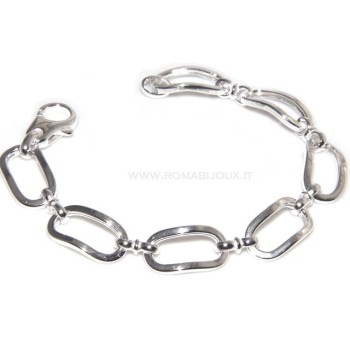 RMB|Bracciale donna in Argento 925 non rodiato con ovali grandi misura 17,50 / 18 cm