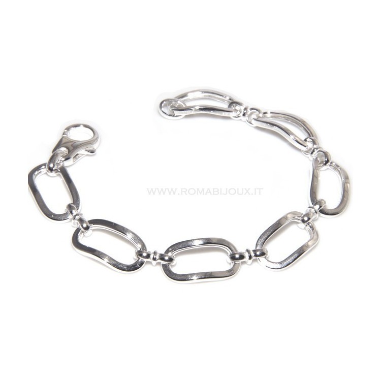 RMB|Bracciale donna in Argento 925 non rodiato con ovali grandi misura 17,50 / 18 cm