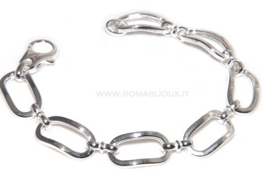 RMB|Bracciale donna in Argento 925 non rodiato con ovali grandi misura 17,50 / 18 cm