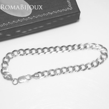 RMB|ARGENTO 925 : Collana e Bracciale uomo catena grumetta 6,5 mm massiccia piena diamantata