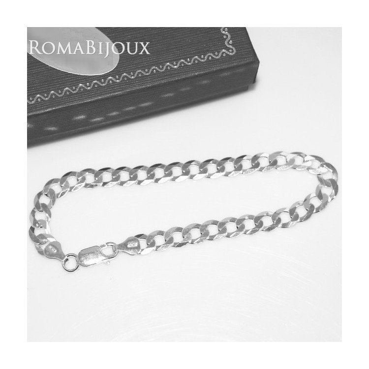 RMB|ARGENTO 925 : Collana e Bracciale uomo catena grumetta 6,5 mm massiccia piena diamantata