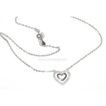 RMB|collana con centrale cuore doppio brillanti micropietre