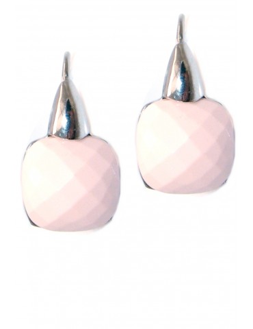 earrings silver 925 pink salmon stone faceted nun