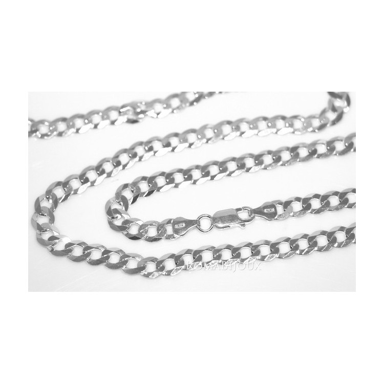 RMB|ARGENTO 925 : Collana e Bracciale uomo catena grumetta 6,5 mm massiccia piena diamantata