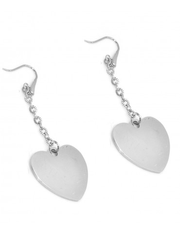 earrings with large heart pendants for women in hypoallergenic steel