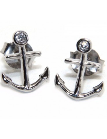 anchor earrings 925 silver white zircon chive cut