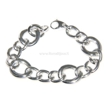RMB|Woman bracelet in 925 sterling silver with rhodium not oval large measure 17,00 cm