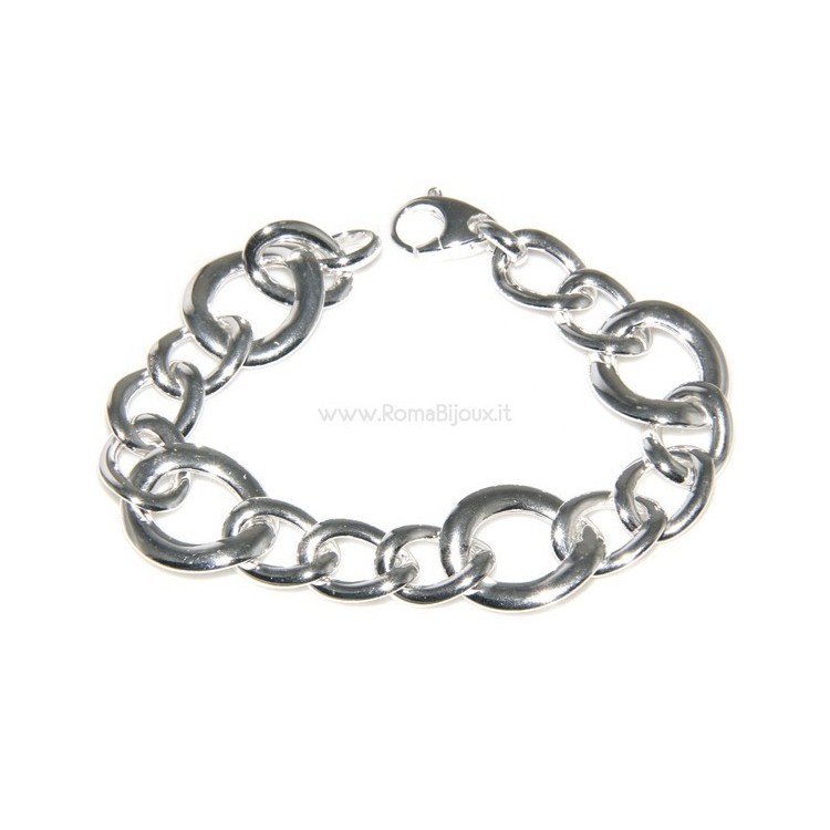 RMB|Woman bracelet in 925 sterling silver with rhodium not oval large measure 17,00 cm
