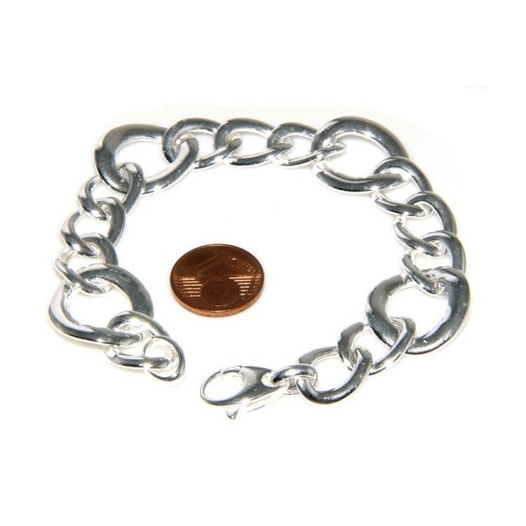 RMB|Woman bracelet in 925 sterling silver with rhodium not oval large measure 17,00 cm