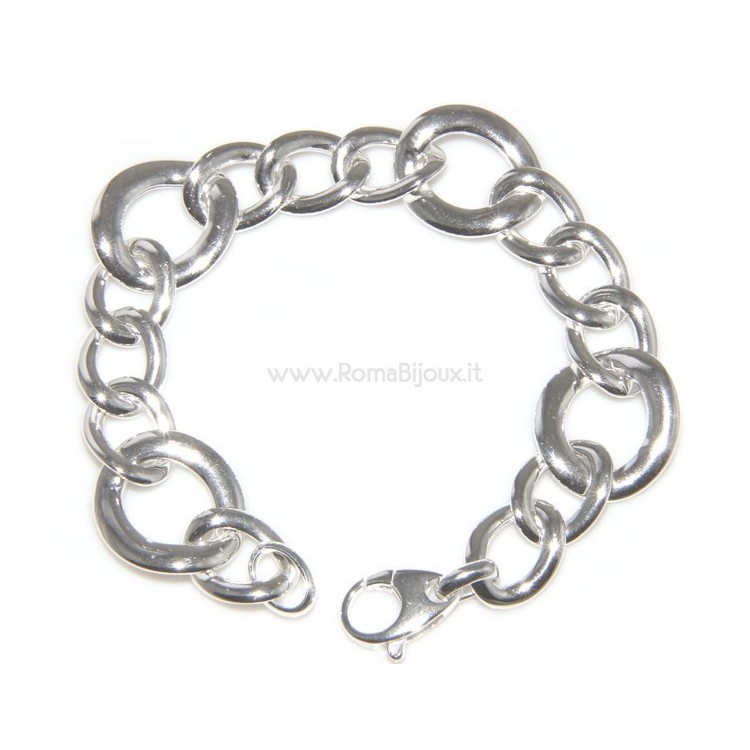 RMB|Woman bracelet in 925 sterling silver with rhodium not oval large measure 17,00 cm