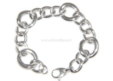 RMB|Woman bracelet in 925 sterling silver with rhodium not oval large measure 17,00 cm