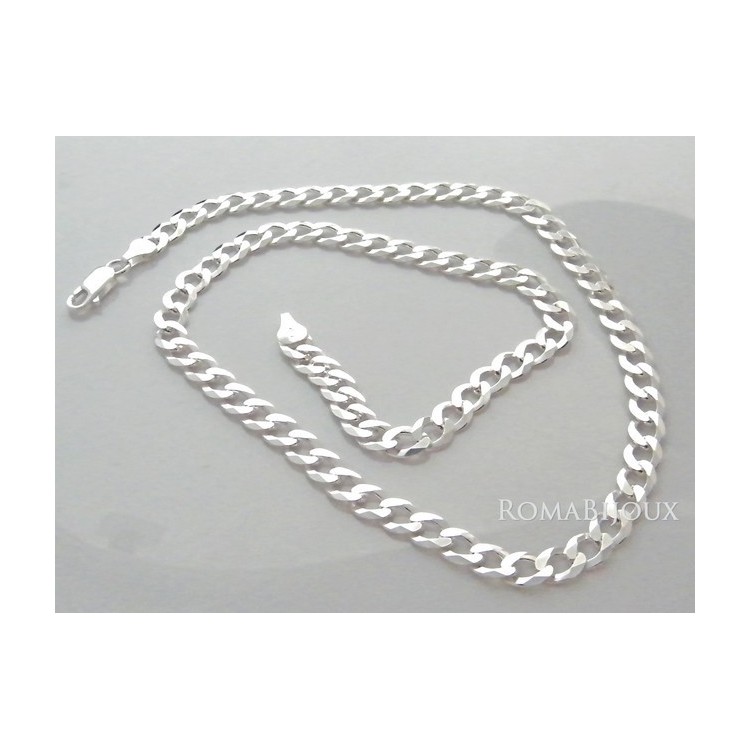 RMB|ARGENTO 925 : Collana e Bracciale uomo catena grumetta 6,5 mm massiccia piena diamantata