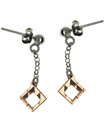925 silver earrings rose gold rhombus pendants with diamonds rhombuses