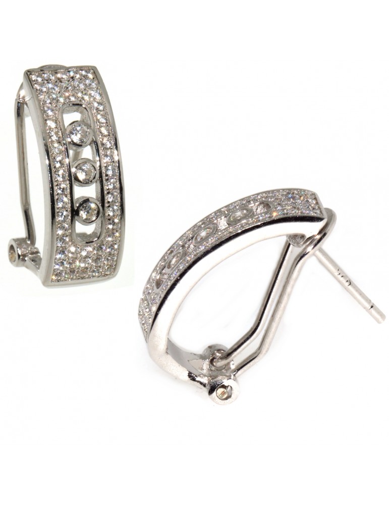 925 silver omega semicircle earrings with zircons for women