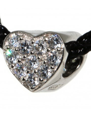 choker 925 silver heart pendant charm and cubic zirconia pavè choker necklace