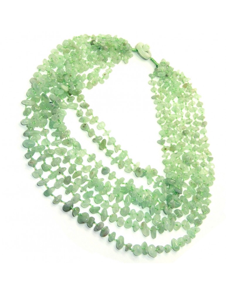 Cleopatra necklace 8 strands light green chalcedony stones multi-strand collier