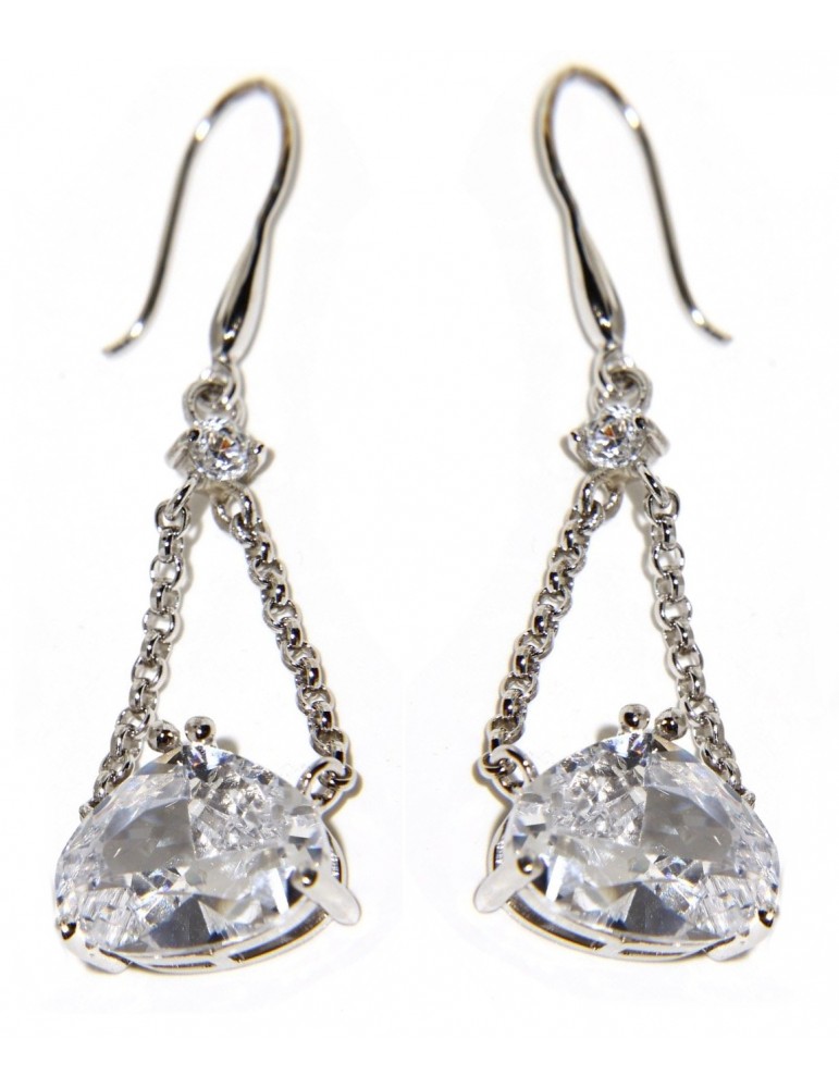 Pendant earrings 925 silver pendants of chains and large zircon