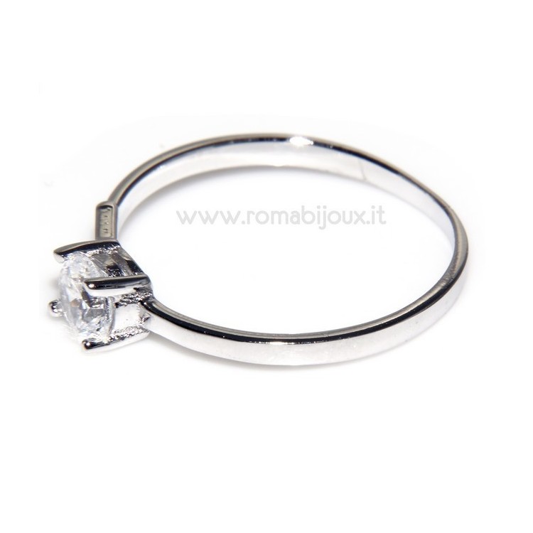 RMB|Argento 925 Rodiato : Solitario con zircone da 5 mm taglio brillante