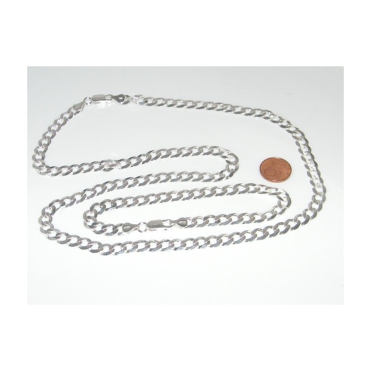 RMB|ARGENTO 925 : Collana e Bracciale uomo catena grumetta 6,5 mm massiccia piena diamantata