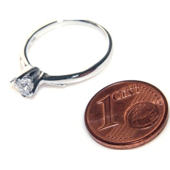 RMB|Argento 925 Rodiato : Solitario con zircone da 5 mm taglio brillante