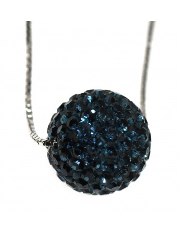 Collana argento 925 sfera di zirconi Blu cobalto girocollo per donna