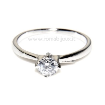 RMB|Argento 925 Rodiato : Solitario con zircone da 5 mm taglio brillante