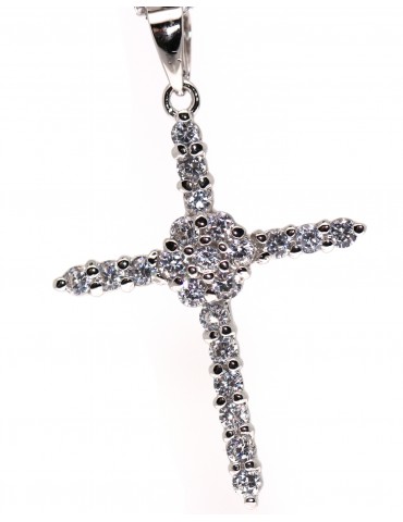 choker 925 silver celtic cross pendant pave' white cubic zirconia necklace