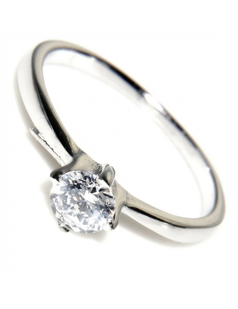 anello argento 925 solitario zircone da 5 mm taglio brillante anello