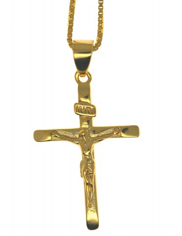 collana croce argento 925 bagno in oro giallo crocefisso uomo donna NALBORI