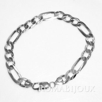RMB|ARGENTO 925 : Bracciale uomo catena da 8,2 mm figaro 3 + 1 sbiancata