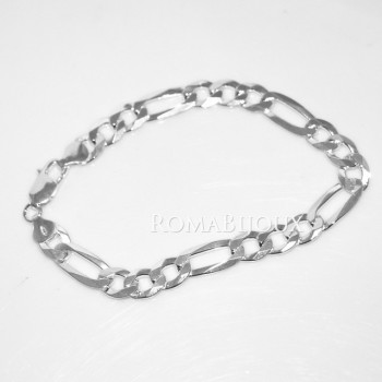 RMB|ARGENTO 925 : Bracciale uomo catena da 8,2 mm figaro 3 + 1 sbiancata