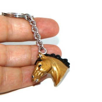 RMB|Keyrings man or woman horse head baked enamel handmade, all Silver 925 gr 24.80