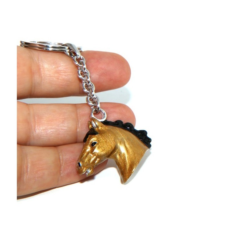 RMB|Keyrings man or woman horse head baked enamel handmade, all Silver 925 gr 24.80